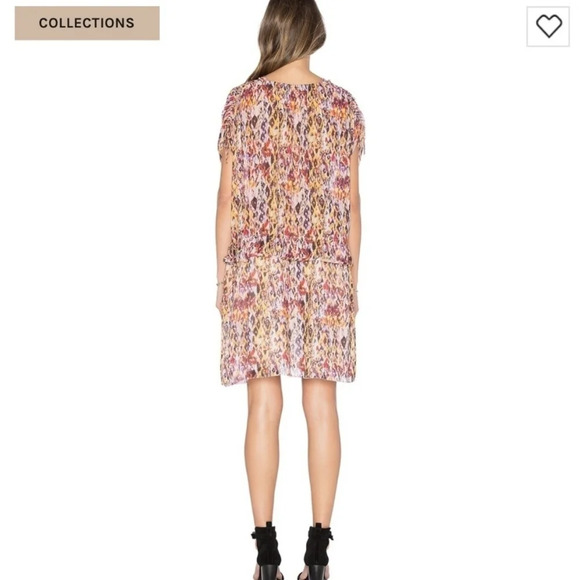 IRO Orange Plum Ohno Abstract Tropical Print Dress Flowy Tie Waist Sleeveless - Picture 5 of 14